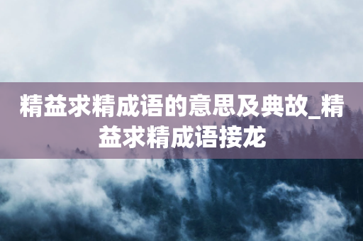 精益求精成语的意思及典故_精益求精成语接龙