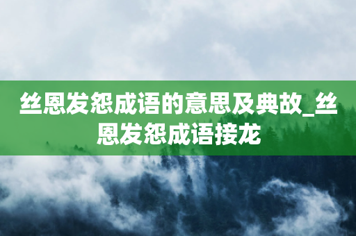 丝恩发怨成语的意思及典故_丝恩发怨成语接龙