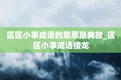 区区小事成语的意思及典故_区区小事成语接龙