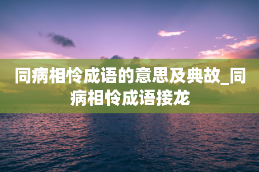 同病相怜成语的意思及典故_同病相怜成语接龙