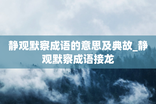 静观默察成语的意思及典故_静观默察成语接龙