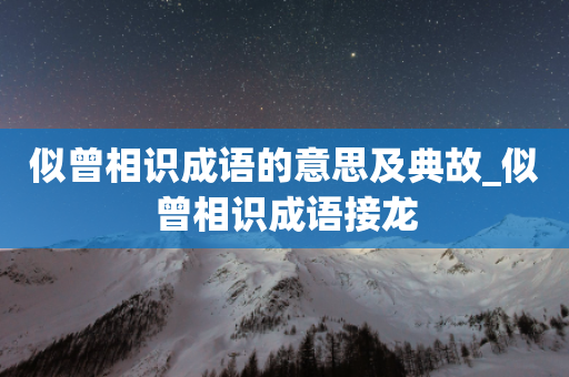 似曾相识成语的意思及典故_似曾相识成语接龙