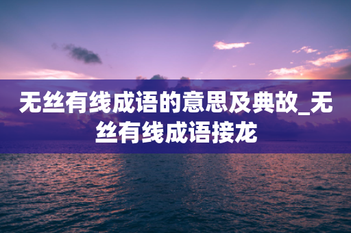 无丝有线成语的意思及典故_无丝有线成语接龙